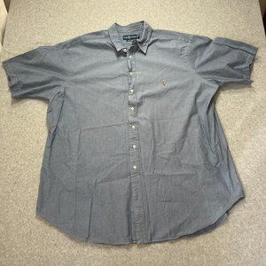 Polo Ralph Lauren Shirt Mens 3XL Tall Blue Button Up Chambray Short Sleeve Solid